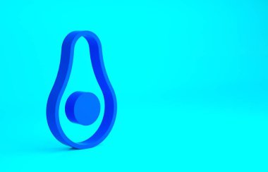 Mavi Avokado meyve ikonu mavi arkaplanda izole edildi. Minimalizm kavramı. 3d illüstrasyon 3B canlandırma