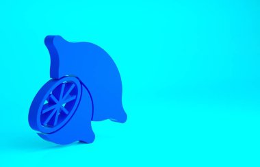 Mavi arkaplanda mavi limon simgesi izole edildi. Minimalizm kavramı. 3d illüstrasyon 3B canlandırma