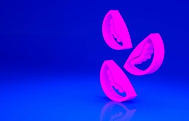 Mavi arkaplanda pembe domates ikonu izole edildi. Minimalizm kavramı. 3d illüstrasyon 3B canlandırma