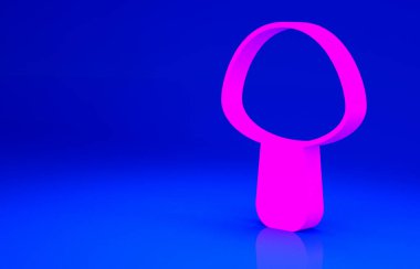 Mavi arkaplanda izole edilmiş pembe mantar ikonu. Minimalizm kavramı. 3d illüstrasyon 3B canlandırma
