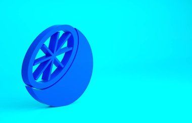 Mavi turuncu meyve ikonu mavi arkaplanda izole edilmiş. Minimalizm kavramı. 3d illüstrasyon 3B canlandırma