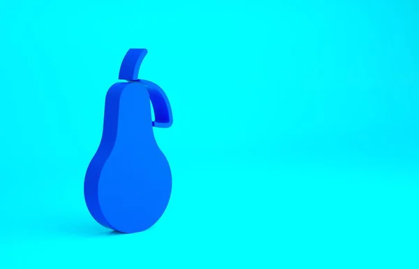 Blue Pear icon isolated on blue background. Fruit with leaf symbol. Minimalism concept. 3d illustration 3D render — Φωτογραφία Αρχείου