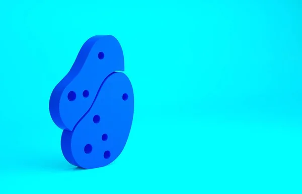 Иконка голубого картофеля на синем фоне. Концепция минимализма. 3D-рендеринг — стоковое фото