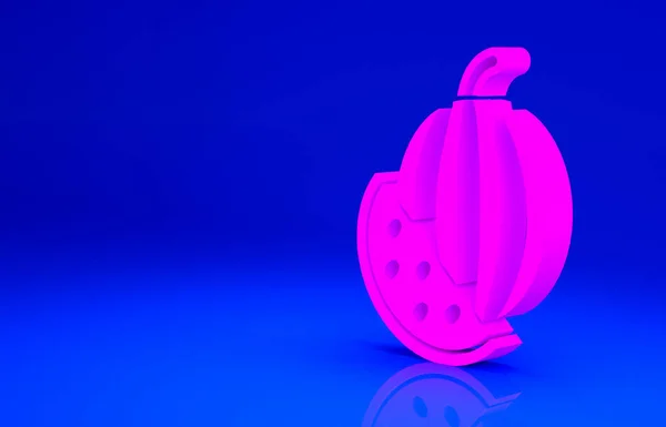 Rosa Wassermelone Symbol isoliert auf blauem Hintergrund. Minimalismus-Konzept. 3D Illustration 3D Renderer — Stockfoto