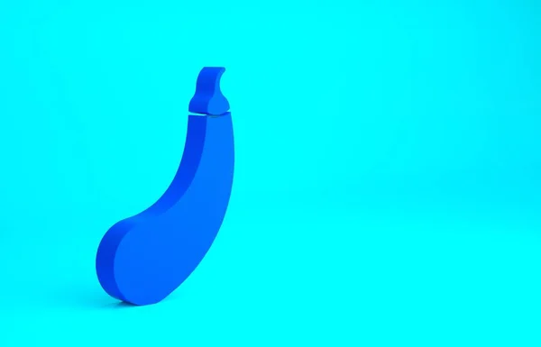 Иконка голубого баклажана выделена на синем фоне. Концепция минимализма. 3D-рендеринг — стоковое фото