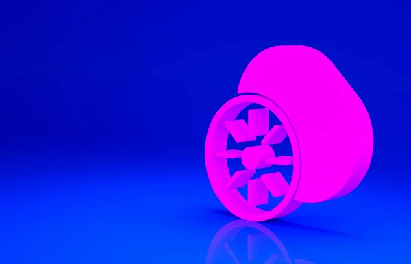 Rózsaszín Kiwi gyümölcs ikon elszigetelt kék alapon. Minimalizmus koncepció. 3d illusztráció 3D render — Stock Fotó