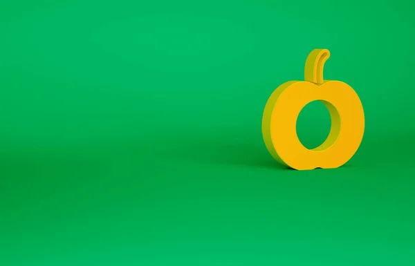 Laranja Fruta pêssego ou nectarina com ícone de folha isolado no fundo verde. Conceito de minimalismo. 3D ilustração 3D render — Fotografia de Stock