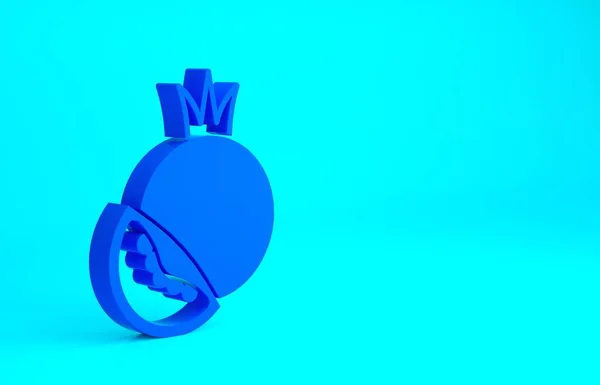 블루 토마토 아이콘은 파란 배경에 분리되어 있습니다. 미니멀리즘의 개념입니다. 3d 삽화 3D 렌더링 — 스톡 사진