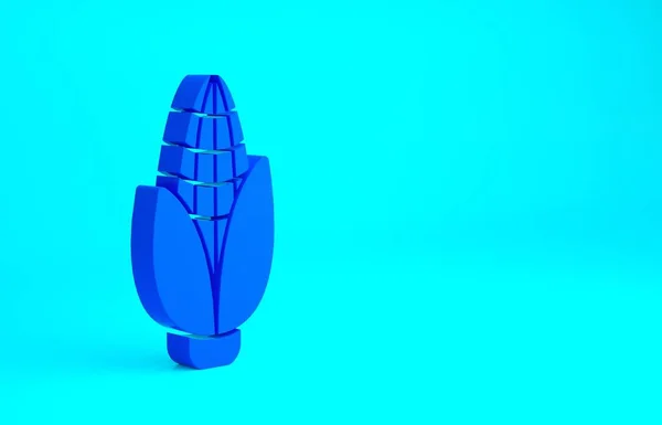 Kék Kukorica ikon elszigetelt kék háttérrel. Minimalizmus koncepció. 3d illusztráció 3D render — Stock Fotó