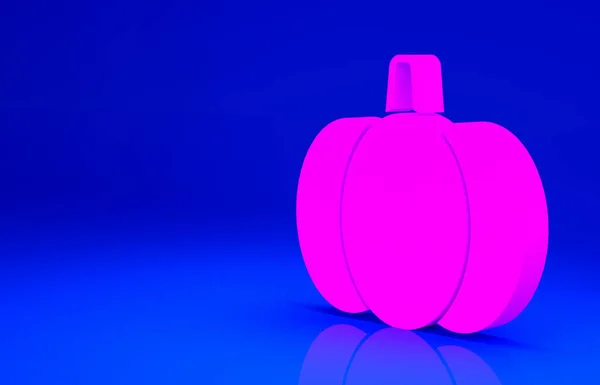 Pink Pumpkin icon isolated on blue background. Happy Halloween party. Minimalism concept. 3d illustration 3D render