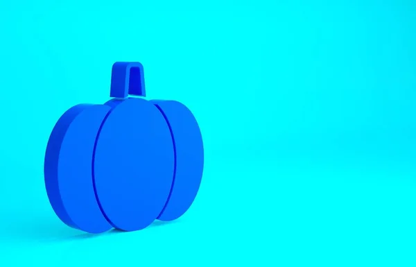 Blue Pumpkin icon isolated on blue background. Happy Halloween party. Minimalism concept. 3d illustration 3D render — Stock Photo, Image