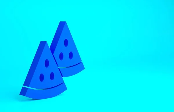 Ícone de melancia azul isolado no fundo azul. Conceito de minimalismo. 3D ilustração 3D render — Fotografia de Stock
