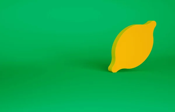 Icono naranja limón aislado sobre fondo verde. Concepto minimalista. 3D ilustración 3D render — Foto de Stock