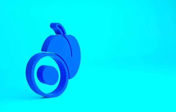 Ícone de frutas Blue Plum isolado no fundo azul. Conceito de minimalismo. 3D ilustração 3D render — Fotografia de Stock