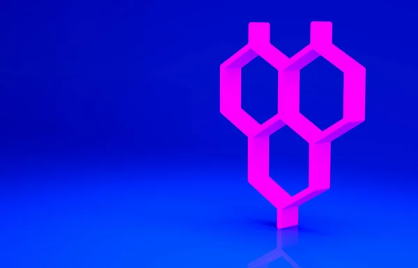 Icono de fórmula Pink Chemical aislado sobre fondo azul. hexágono abstracto para la innovación medicina, salud, investigación y ciencia. Concepto minimalista. 3D ilustración 3D render —  Fotos de Stock