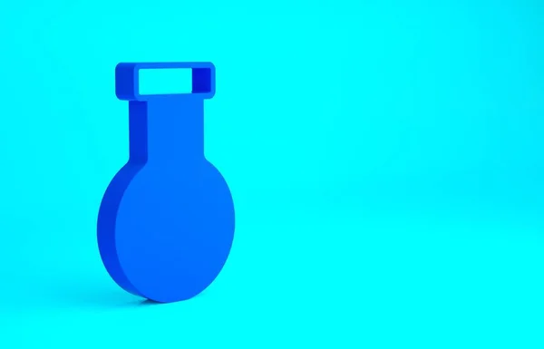 Blaues Reagenzglas und Kolben Chemielabor Testsymbol isoliert auf blauem Hintergrund. Laborgläser. Minimalismus-Konzept. 3D Illustration 3D Renderer — Stockfoto