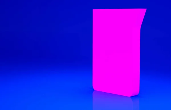 Ícone de vidro de laboratório rosa ou copo isolado em fundo azul. Conceito de minimalismo. 3D ilustração 3D render — Fotografia de Stock