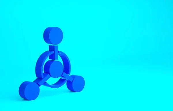 Blaues Molekül-Symbol auf blauem Hintergrund. Struktur der Moleküle in der Chemie, Lehrer der Naturwissenschaften innovative Bildungsplakat. Minimalismus-Konzept. 3D Illustration 3D Renderer — Stockfoto