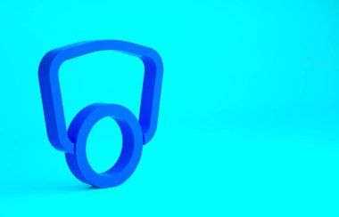 Mavi Gaz maskesi simgesi mavi arkaplanda izole edildi. Solunum cihazı işareti. Minimalizm kavramı. 3d illüstrasyon 3B canlandırma