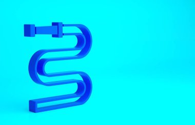 Mavi itfaiye hortumu ikonu mavi arka planda izole edildi. Minimalizm kavramı. 3d illüstrasyon 3B canlandırma