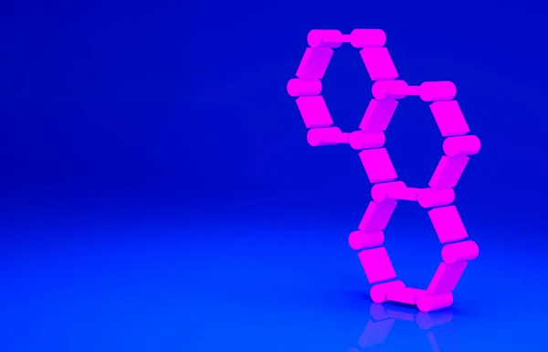 Ikon formula Pink Chemical diisolasi pada latar belakang biru. Heksagon abstrak untuk obat inovasi, kesehatan, penelitian dan ilmu pengetahuan. Konsep minimalisme. Tampilan 3D ilustrasi 3d — Stok Foto