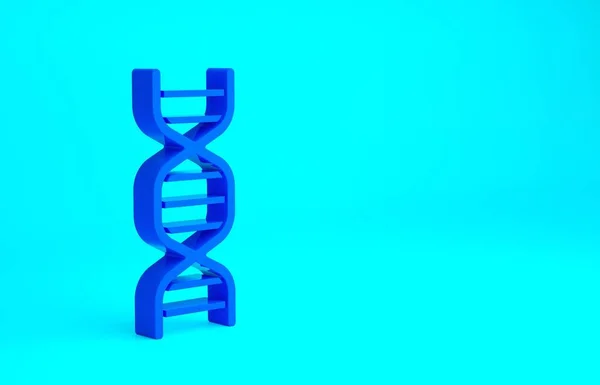 Ikona modrého symbolu DNA izolovaná na modrém pozadí. Minimalismus. 3D ilustrace 3D vykreslení — Stock fotografie