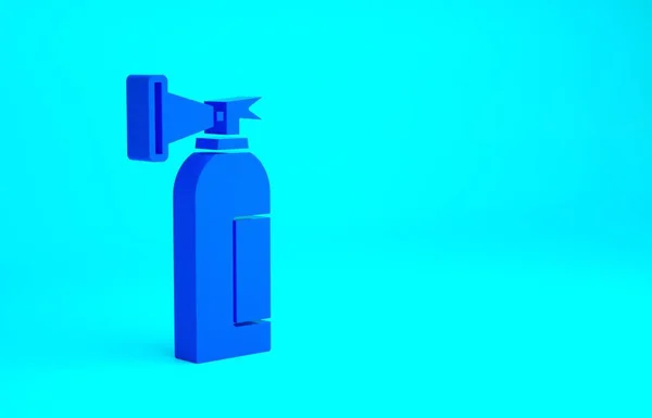 Ícone de extintor de incêndio azul isolado no fundo azul. Conceito de minimalismo. 3D ilustração 3D render — Fotografia de Stock