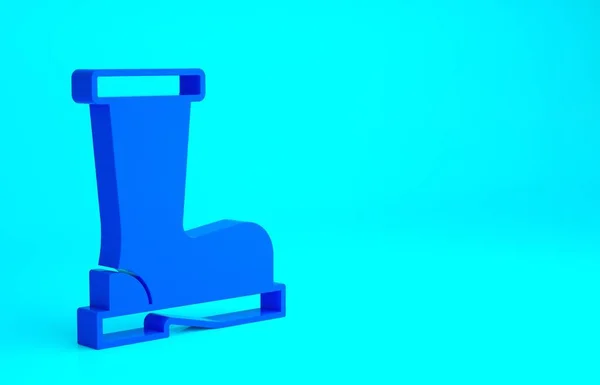 Kék tűz csizma ikon elszigetelt kék háttérrel. Minimalizmus koncepció. 3d illusztráció 3D render — Stock Fotó