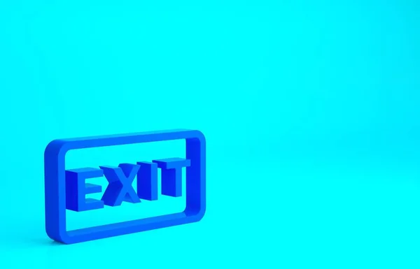 Blue Fire exit icon isolated on blue background. Fire emergency icon. Minimalism concept. 3d illustration 3D render