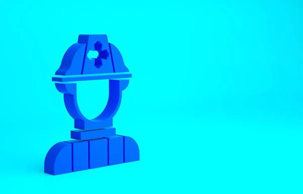 Icono de bombero azul aislado sobre fondo azul. Concepto minimalista. 3D ilustración 3D render — Foto de Stock