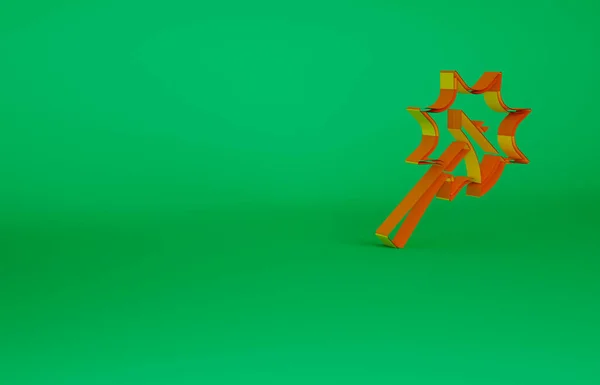 Icona arancio pompiere ascia isolato su sfondo verde. Ascia da fuoco. Concetto minimalista. Illustrazione 3d rendering 3D — Foto Stock