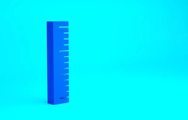 Blue Ruler icon isolated on blue background. Straightedge symbol. Minimalism concept. 3d illustration 3D render — Stock Photo, Image