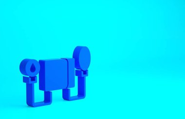 Mavi tansiyon ikonu mavi arkaplanda izole edildi. Minimalizm kavramı. 3d illüstrasyon 3B canlandırma