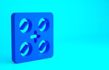 Mavi arka planda mavi haplar izole edilmiş. İlaç paketi. Tablet, vitamin, antibiyotik, aspirin. Minimalizm kavramı. 3d illüstrasyon 3B canlandırma