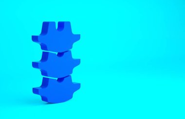 Mavi arka planda mavi insan omurgası ikonu var. Minimalizm kavramı. 3d illüstrasyon 3B canlandırma