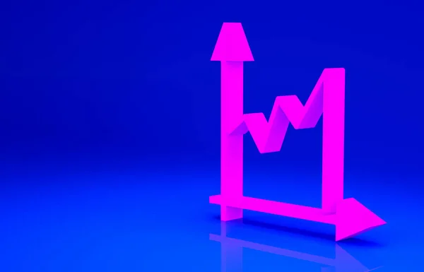 Gráfico rosa, cronograma, gráfico, diagrama, infográfico, ícone de gráfico de torta isolado no fundo azul. Conceito de minimalismo. 3D ilustração 3D render — Fotografia de Stock