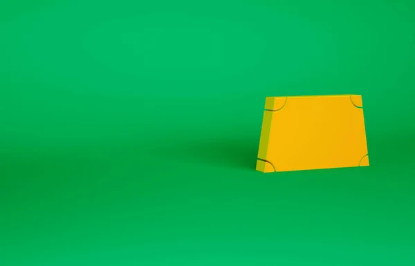 Ícone de forma trapezoide laranja aguda isolado no fundo verde. Conceito de minimalismo. 3D ilustração 3D render — Fotografia de Stock