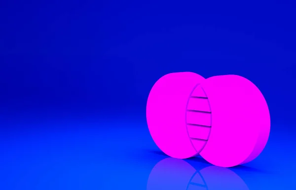 Różowe zestawy matematyczne ikony A i B odizolowane na niebieskim tle. Symetryczna różnica. Koncepcja minimalizmu. Ilustracja 3D 3D renderowania — Zdjęcie stockowe