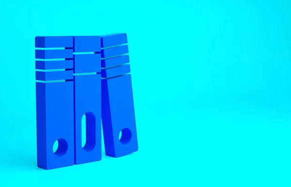 Pastas de escritório azul com papéis e documentos ícone isolado em fundo azul. Ligantes de escritório. Arquivo de pasta sinal. Conceito de minimalismo. 3D ilustração 3D render — Fotografia de Stock