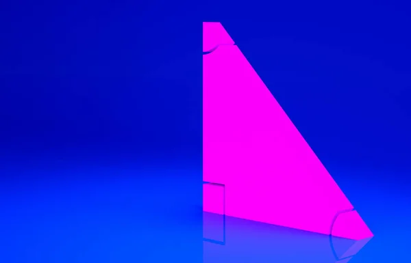 Rózsaszín háromszög matematikai ikon elszigetelt kék alapon. Minimalizmus koncepció. 3d illusztráció 3D render — Stock Fotó