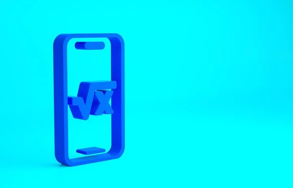 Blue Raíz cuadrada del icono del glifo x aislado sobre fondo azul. Expresión matemática. Concepto minimalista. 3D ilustración 3D render —  Fotos de Stock