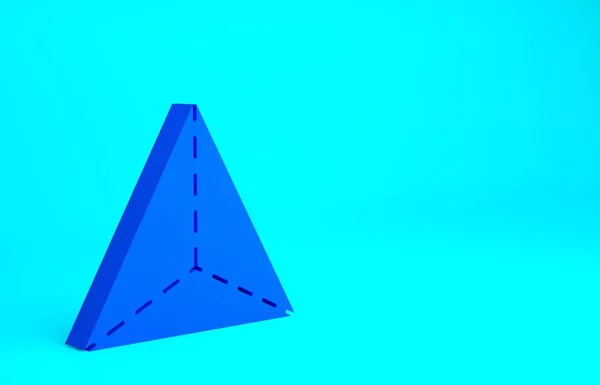 Blauw Geometrische figuur Tetraëder pictogram geïsoleerd op blauwe achtergrond. Abstracte vorm. Geometrische versiering. Minimalisme concept. 3d illustratie 3D renderen — Stockfoto