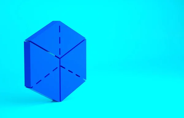 Figura geométrica azul Icono de cubo aislado sobre fondo azul. Forma abstracta. Adorno geométrico. Concepto minimalista. 3D ilustración 3D render — Foto de Stock