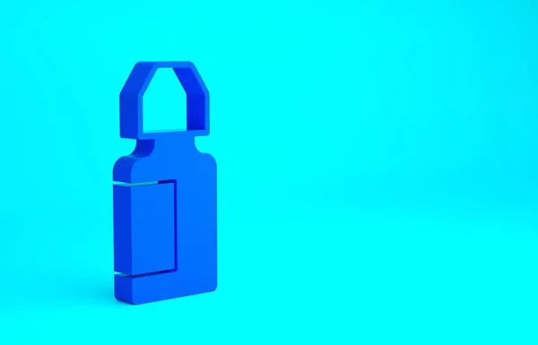 Kék szemcsepp palack ikon elszigetelt kék háttérrel. Minimalizmus koncepció. 3d illusztráció 3D render — Stock Fotó