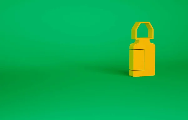 Orange Eye drop fles pictogram geïsoleerd op groene achtergrond. Minimalisme concept. 3d illustratie 3D renderen — Stockfoto
