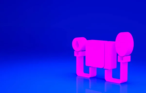 Pinkfarbenes Blutdruck-Symbol isoliert auf blauem Hintergrund. Minimalismus-Konzept. 3D Illustration 3D Renderer — Stockfoto