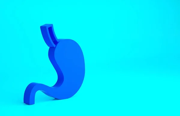 青い背景に人間の胃のアイコンが隔離されています。最小限の概念。3Dイラスト3Dレンダリング — ストック写真
