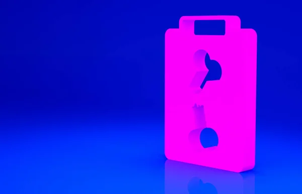ピンクのX線ショットアイコンは青の背景に隔離されています。最小限の概念。3Dイラスト3Dレンダリング — ストック写真