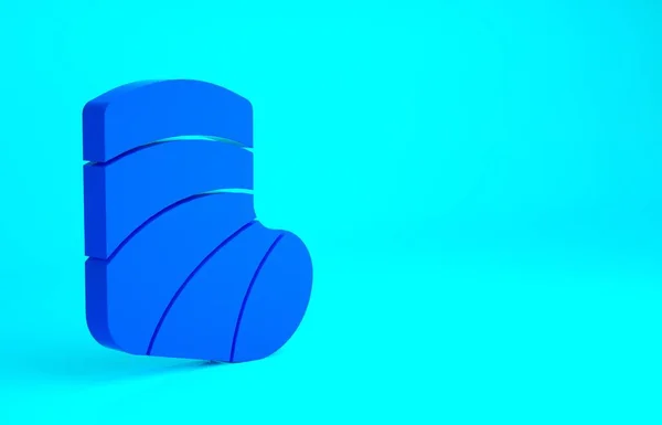 Blue Gypsum gegoten medische gezondheid gebroken been pictogram geïsoleerd op blauwe achtergrond. Minimalisme concept. 3d illustratie 3D renderen — Stockfoto