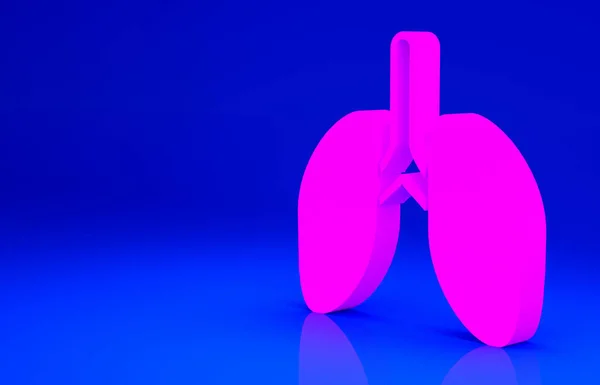 Pink Lungs icoon geïsoleerd op blauwe achtergrond. Minimalisme concept. 3d illustratie 3D renderen — Stockfoto